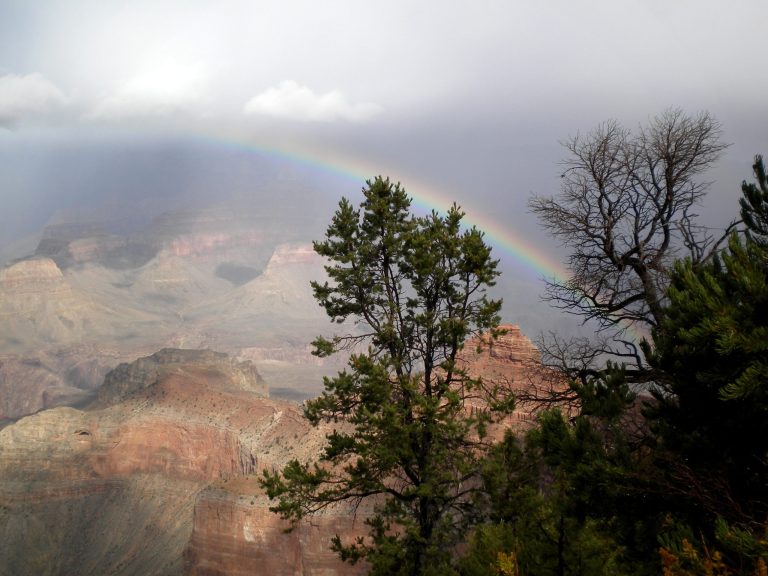 rainbow over canyon